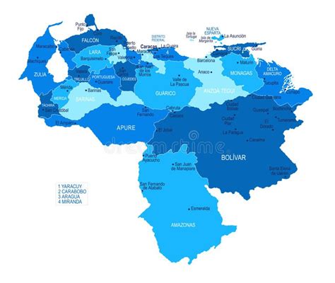 Mapa De Venezuela Regiones De Ciudades Vector Stock De Ilustración