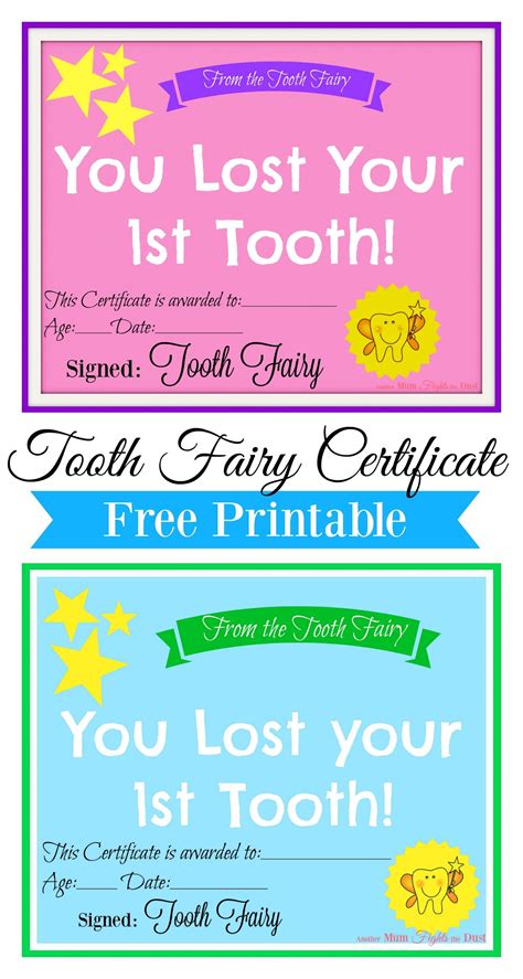 Free Tooth Fairy Certificate Its A Big Deal When You Lose Your First