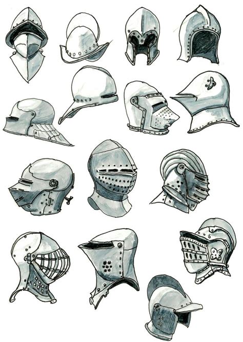 Helmets By Kluwe On Deviantart Armor Drawing Knight Drawing