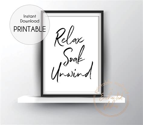 Relax Soak Unwind Printable Print Printable Wall Art In 2020