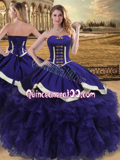 Colorful Purple Lace Up Sweetheart Beading And Ruffles 15th Birthday