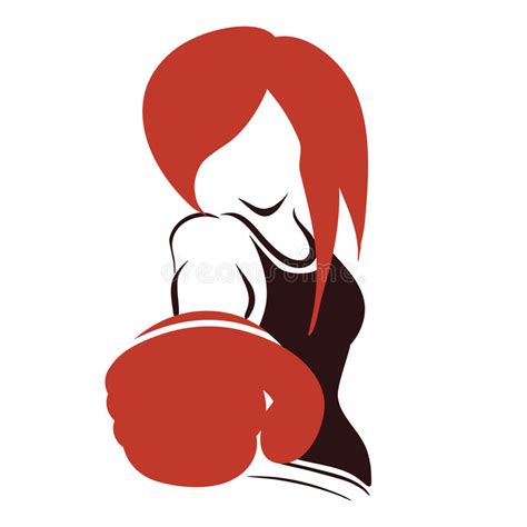 Icon With Boxing Female Stock Vector Illustration Of