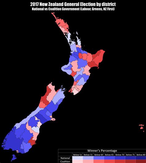 The 2017 New Zealand General Election Excluding Special Votes By District Mapped Rnewzealand