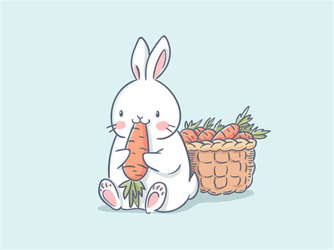 Cute Rabbit Eat A Carrot Vector Illustration By Nina Pykhtina On Dribbble