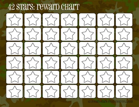 Camo Rewards Charts 42 Stars Free Printable Downloads From Choretell