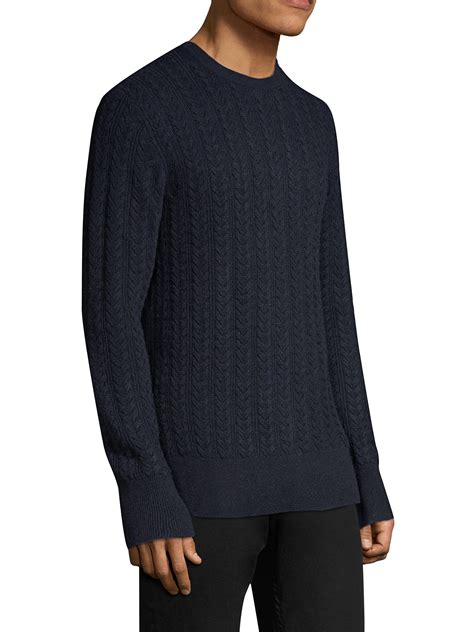 Burberry Core Cashmere Cable Knit Sweater In Blue For Men Lyst