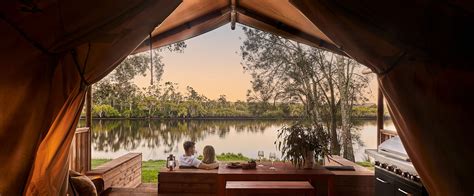Luxury Safari Style Glamping Tents Hawks Nest Nsw Myall River Camp