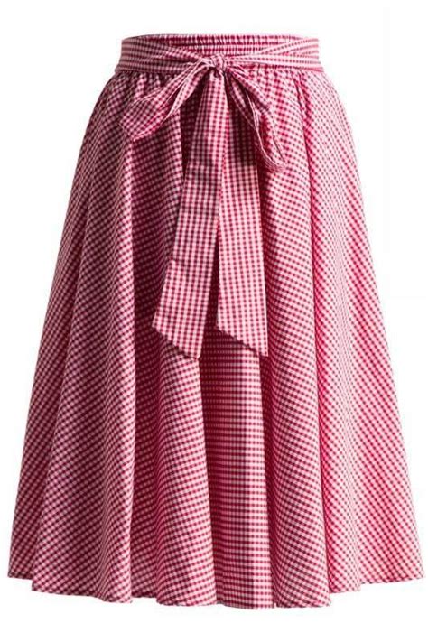 Gingham Swing Skirt With Stretch Waist In Red Skirt Fashion Swing