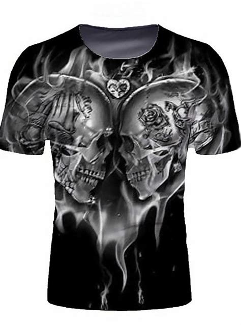 Mens Graphic Skull T Shirt Basic Elegant Daily Going Out Black 2020