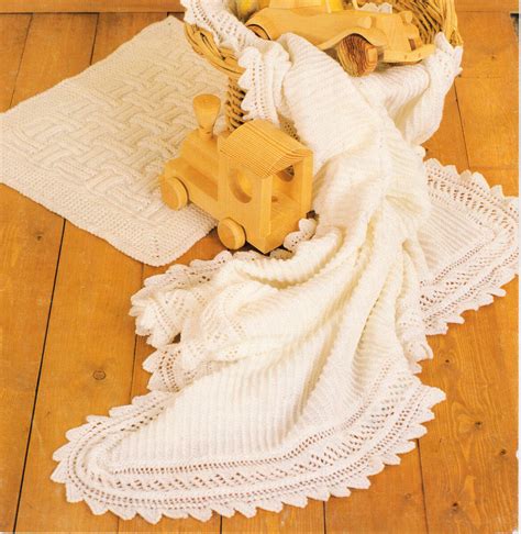Baby Shawlblanket Dk And Pram Cover Chunky Vintage Knitting Pattern