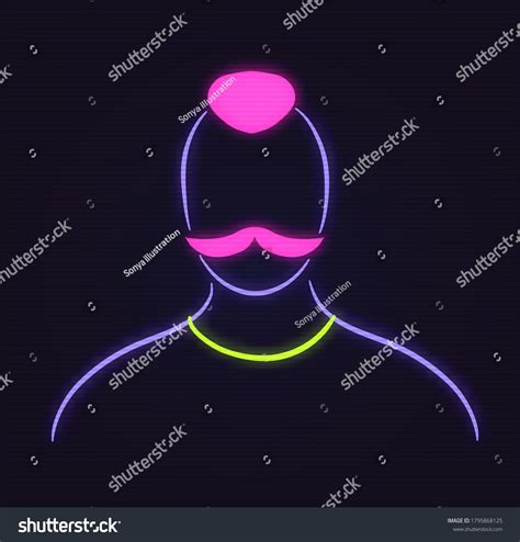 Vector Illustration Neon Profile Picture Faceless Stock Vector Royalty