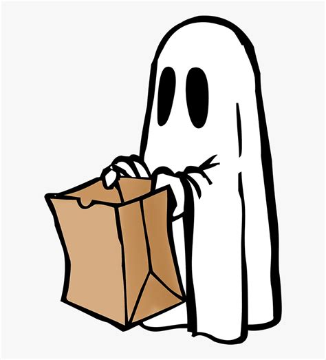 Sketch Halloween Ghost With Bag For Trick Or Treat Ghost Trick Or