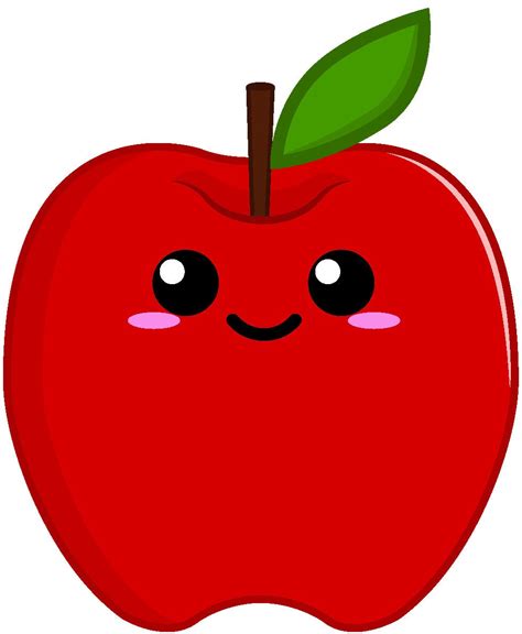 Cute Kawaii Anime Fruit Cartoon Emoji Red Apple 4 Vinyl