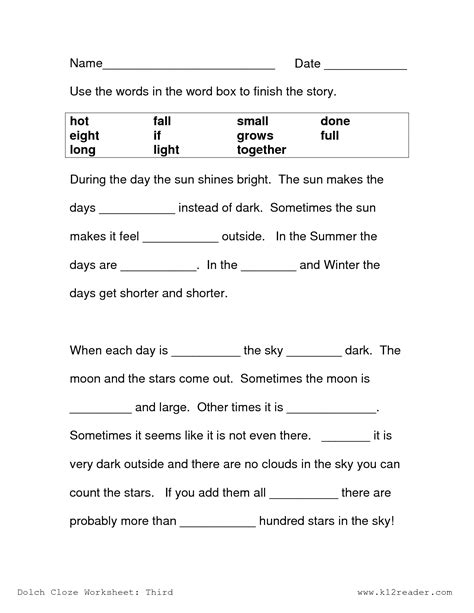 18 Best Images Of Cloze Worksheets First Cloze Reading Worksheets