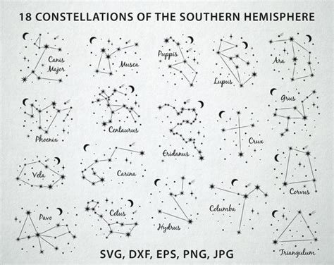 18 Southern Hemisphere Constellations Celestial Map Etsy