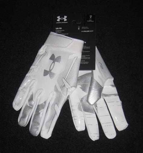 UNDER ARMOUR UA F8 FOOTBALL GLOVES #1368851 100 ADULT LARGE WHITE