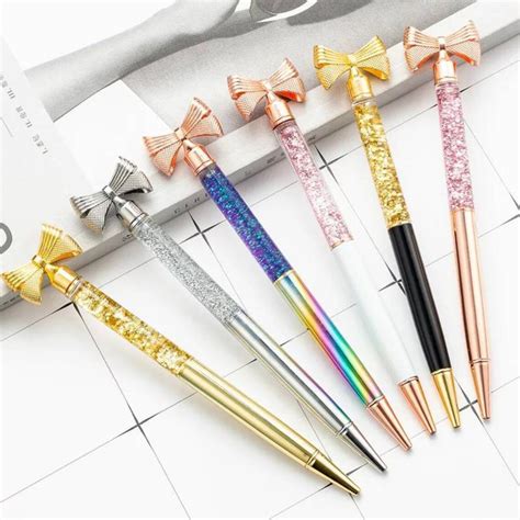 Bow Topped Glitter Ball Point Pen Etsy