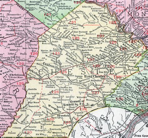 Chester County Pennsylvania 1911 Map By Rand Mcnally Coatesville