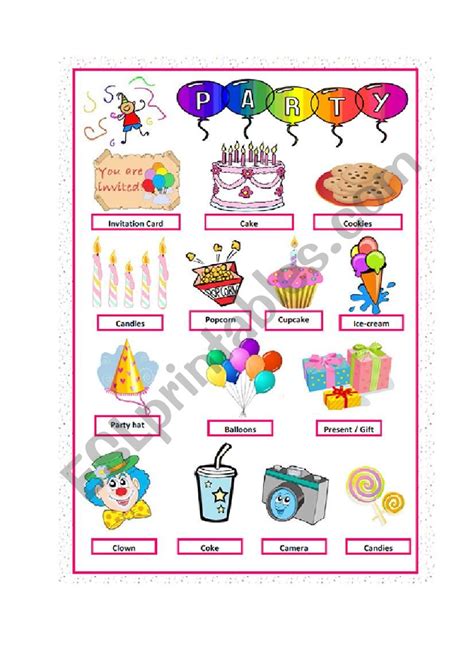 Party Time Esl Worksheet By Qwomen