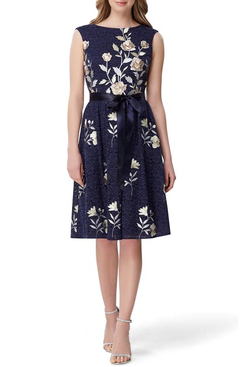Tahari Embroidered Fit And Flare Lace Dress Regular And Petite Nordstrom