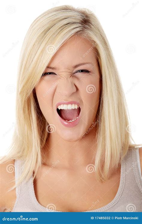 A Frustrated And Angry Woman Is Screaming Stock Photo Image Of