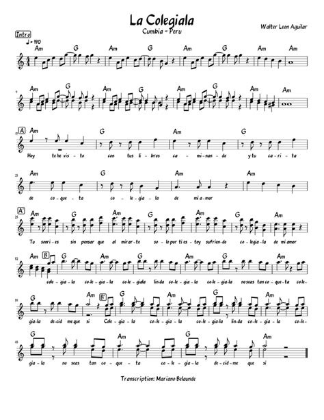 La Colegiala Sheet Music For Piano Solo Easy