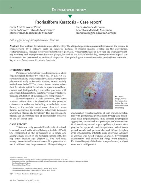 Psoriasiform Keratosis Case Report Psoriasis Cutaneous Conditions