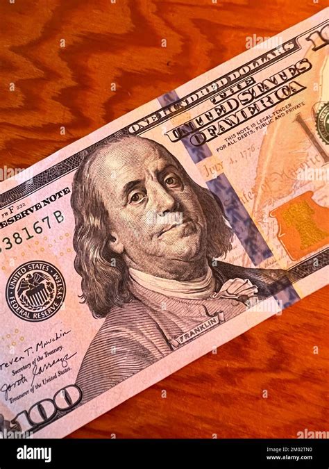 Portrait Of Benjamin Franklin On The Us 100 Bill Stock Photo Alamy