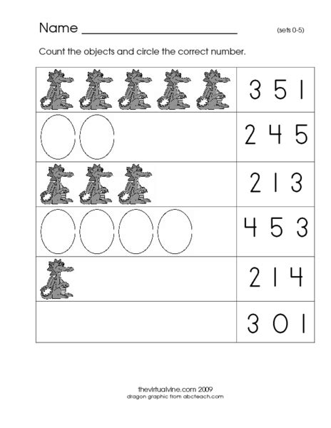 Counting Numbers 0-5 Worksheets