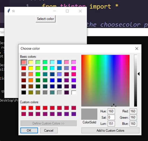 Python 3 Tkinter Gui Script To Make Color Picker Or Chooser Dialog