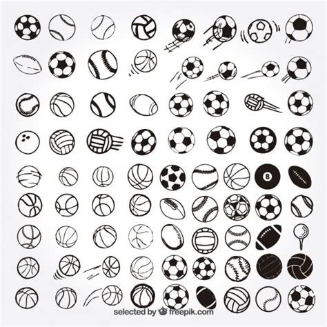 Эскизные спортивные мячи Бесплатно векторы