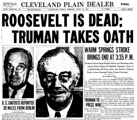 69th Anniversary President Franklin D Roosevelt Died In Office