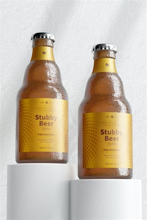 Stubby Beer Bottles Psd Mockup Perspective Original Mockups