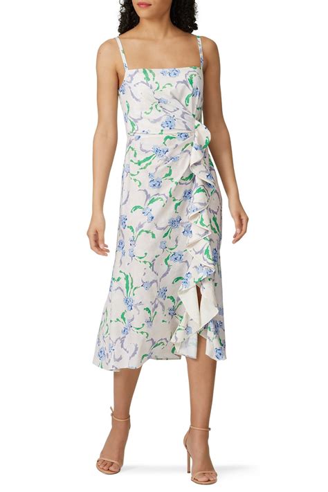 Floral Side Ruffle Dress By Prabal Gurung Collective Rent The Runway