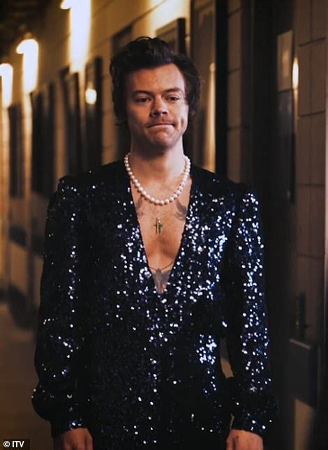 (february 18, 2020) harry wears a marc jacobs spring 2020 jacket, vest, top and pants at the 2020 brit awards. BRITs 2020: Harry Styles performs emotional rendition of ...