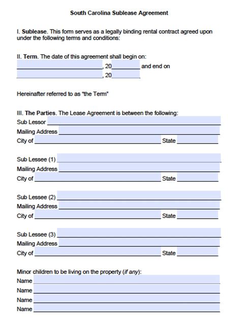 Rental Lease Agreement Template Sc Printable Form Templates And Letter