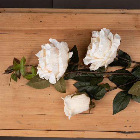 Autumn White Rose Spray Wholesale By Hill Interiors