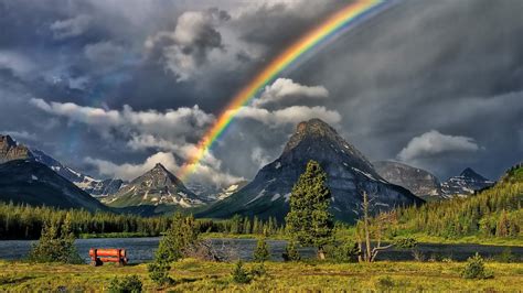 Rainbow Over The Mountain Lake Wallpapers And Images Wallpapers
