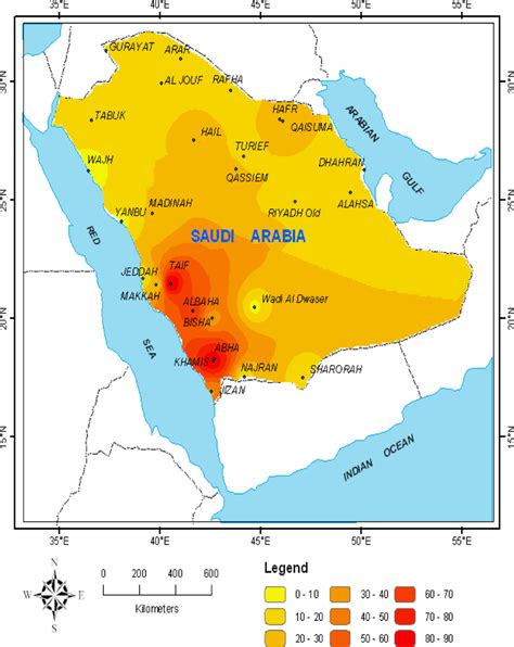 Annual Average Tdyr Map Of Saudi Arabia Color Version Available