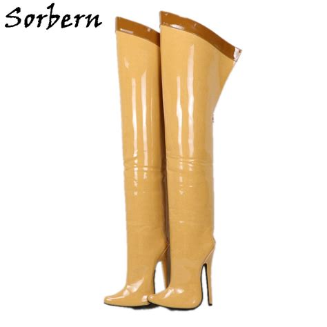 sorbern 18cm stiletto over the knee boots for women custom leg calf size hard shaft gold ribbon