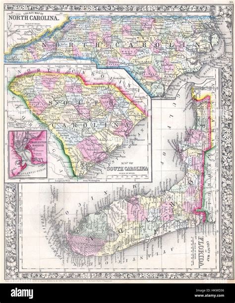 1864 Mitchell Map Of North Carolina South Carolina And Florida