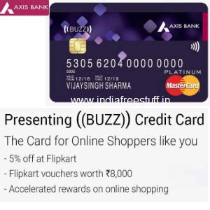 Maybe you would like to learn more about one of these? Axis Bank Buzz Credit Card 5% off + Other Offers - Flipkart