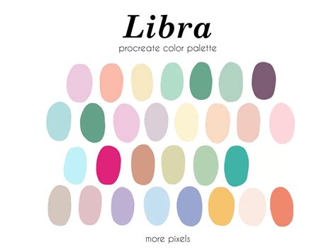 Libra Procreate Color Palette, Zodiac Color Palette, Hex Code, Ipad