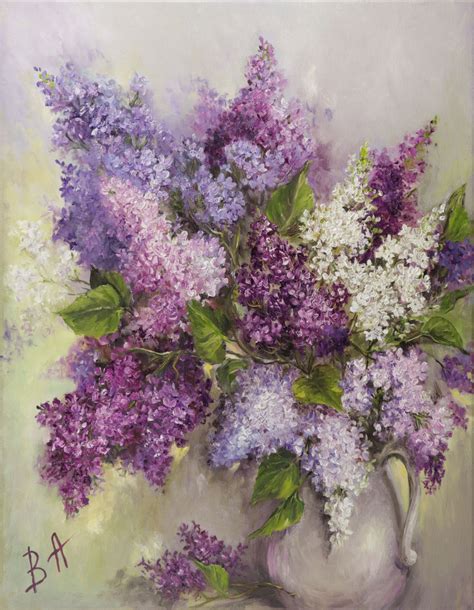 Flower Oil Painting On Canvas Lilac Painting Original Etsy Lilac
