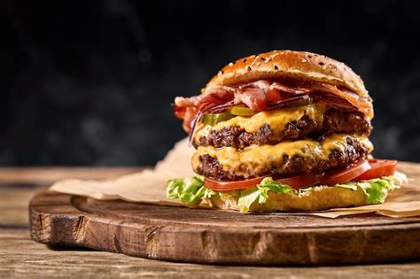 Burger Américain Juteux Hamburger Ou Cheeseburger Avec Deux Galettes