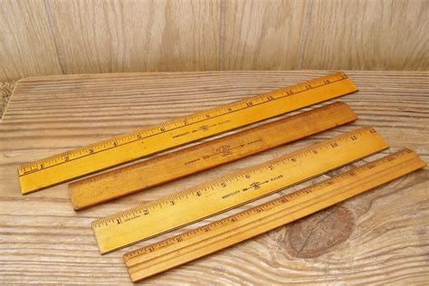 Antique Wooden Rulers Wescott 12 Inch 4 Pc Set