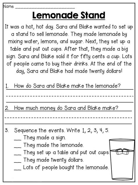reading comprehension worksheets  coloring pages  kids reading comprehension