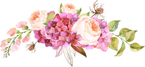 To created add 18 pieces, transparent watercolor flowers images of your project files with the background cleaned. floral flower vintage painting watercolor pink red natu...