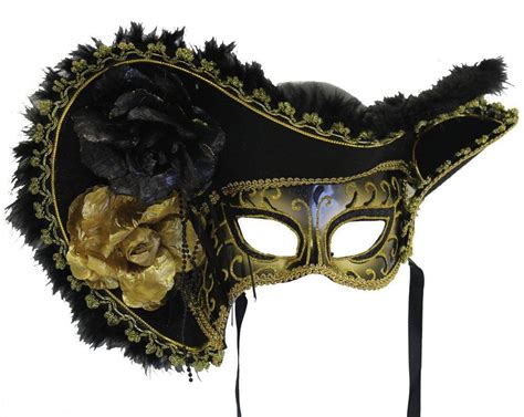 Black And Gold Female Masquerade Ball Pirate Mask Venetian One Size