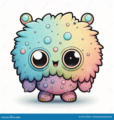 Cute Monster Kawaii Pastel Color Created With Ai Tools Stock